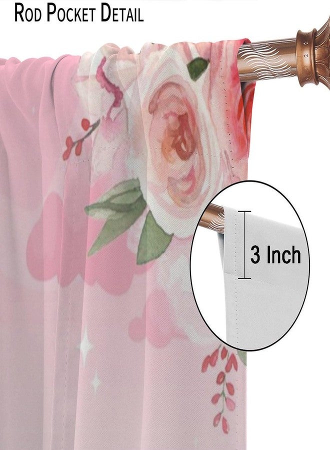 KANEPE Princess Curtain, Pink Castle Rose Flower Decoration Window Treatments, Rod Pocket Thermal Insulated Drapes 2 Panels Set for Girl Bedroom Nursery Classroom, 42" W x 45" L【Decor】 - Image 4